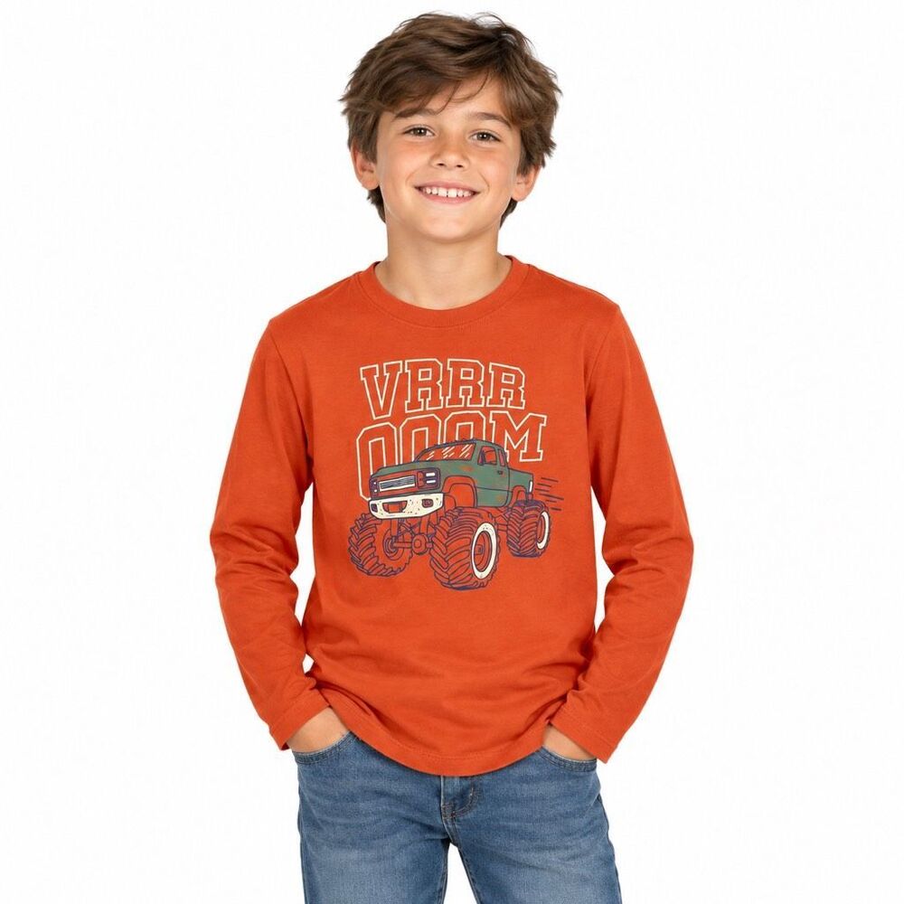 Garanimals Boys Orange Monster Truck Graphic Long Sleeve T-Shirt Size 10